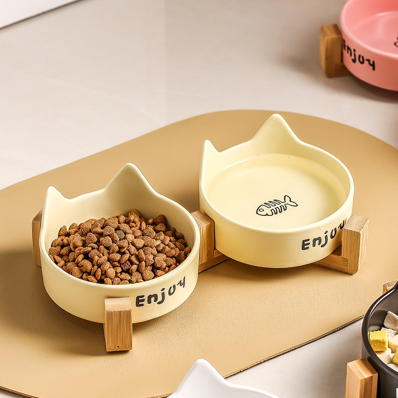 2-in-1 Cat Food Bowl Pet Water Bowl Anti-tumble