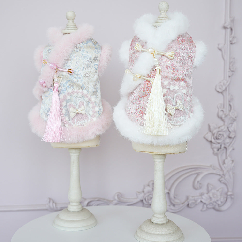 Chinese-style Tasseled Pet Clothing For Fall And Winter