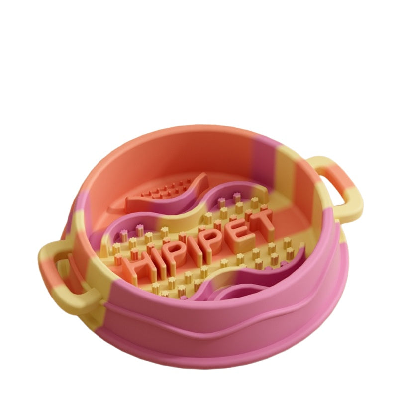Cross-border Dog Bowl, Double-ear Handle Silicone Slow Food Bowl, Dog Pet Small Dog Slow Food Mat, Anti-choking Slow Food Bowl