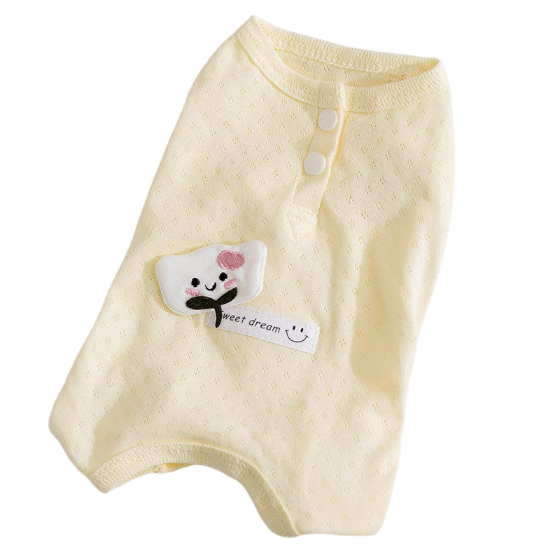Spring And Summer Dogs, Small And Medium-sized Dogs, Simple And Fashionable Fabric Label Baby Belly Clothes, Cat Four-legged Air-conditioned Suits, Pet Clothes
